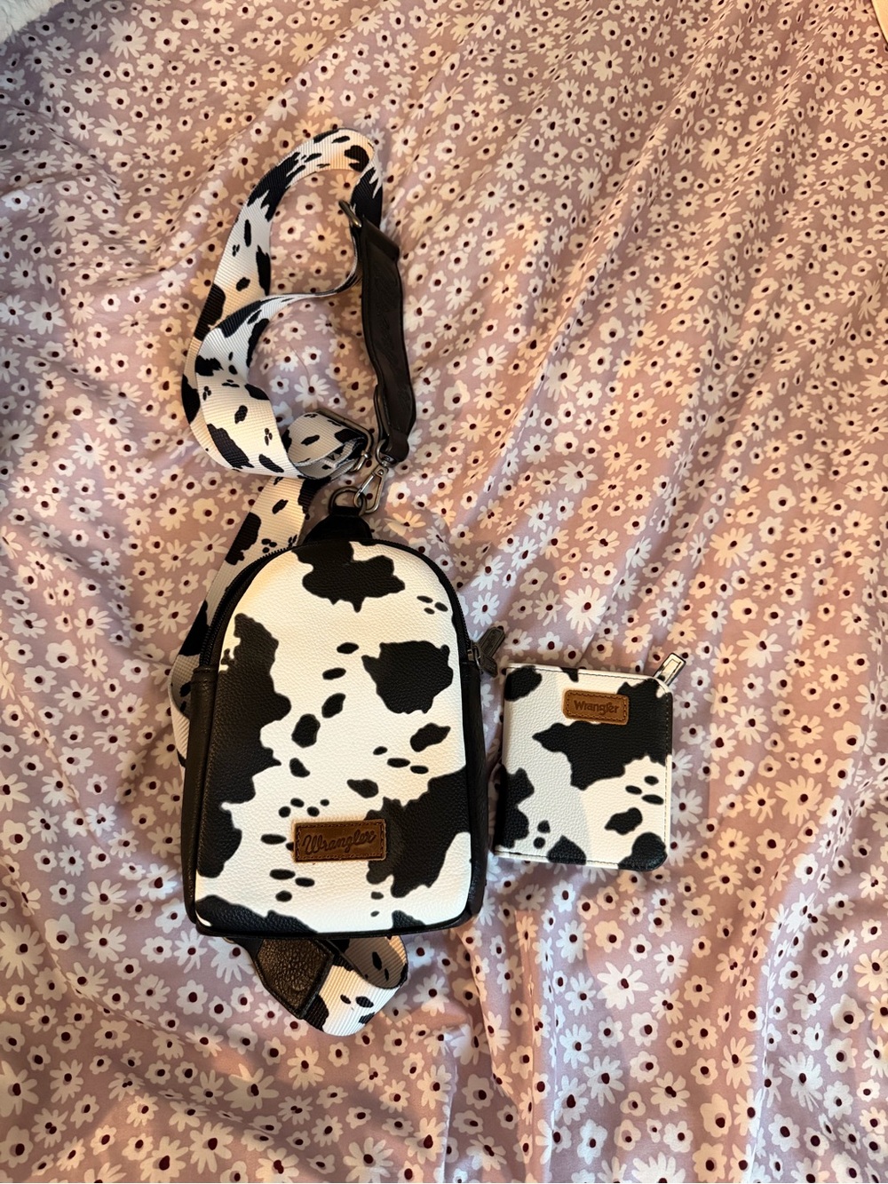 Wrangler Cow Print Crossbody Bag with Wallet